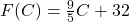 F(C)=\frac{9}{5}C+32