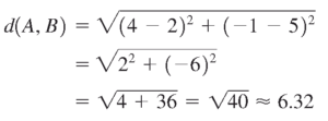 پاسخ مثال اول برای محاسبه فاصله بین نقاط روی محور مختصات