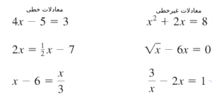چند مثال از معادلات خطی و غیر خطی
